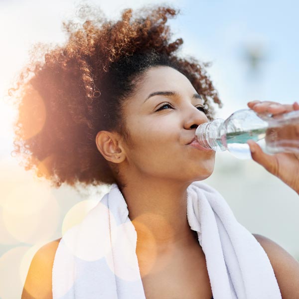 woman drinking water