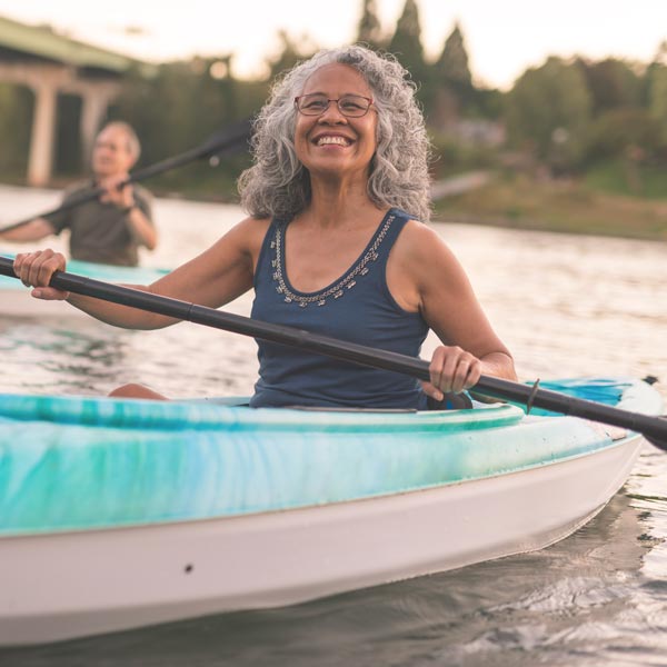 senior woman kayaking